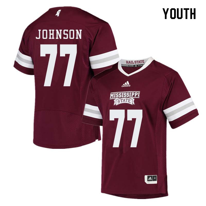 Youth #77 Jawon Johnson Mississippi State Bulldogs College Football Jerseys Sale-Maroon